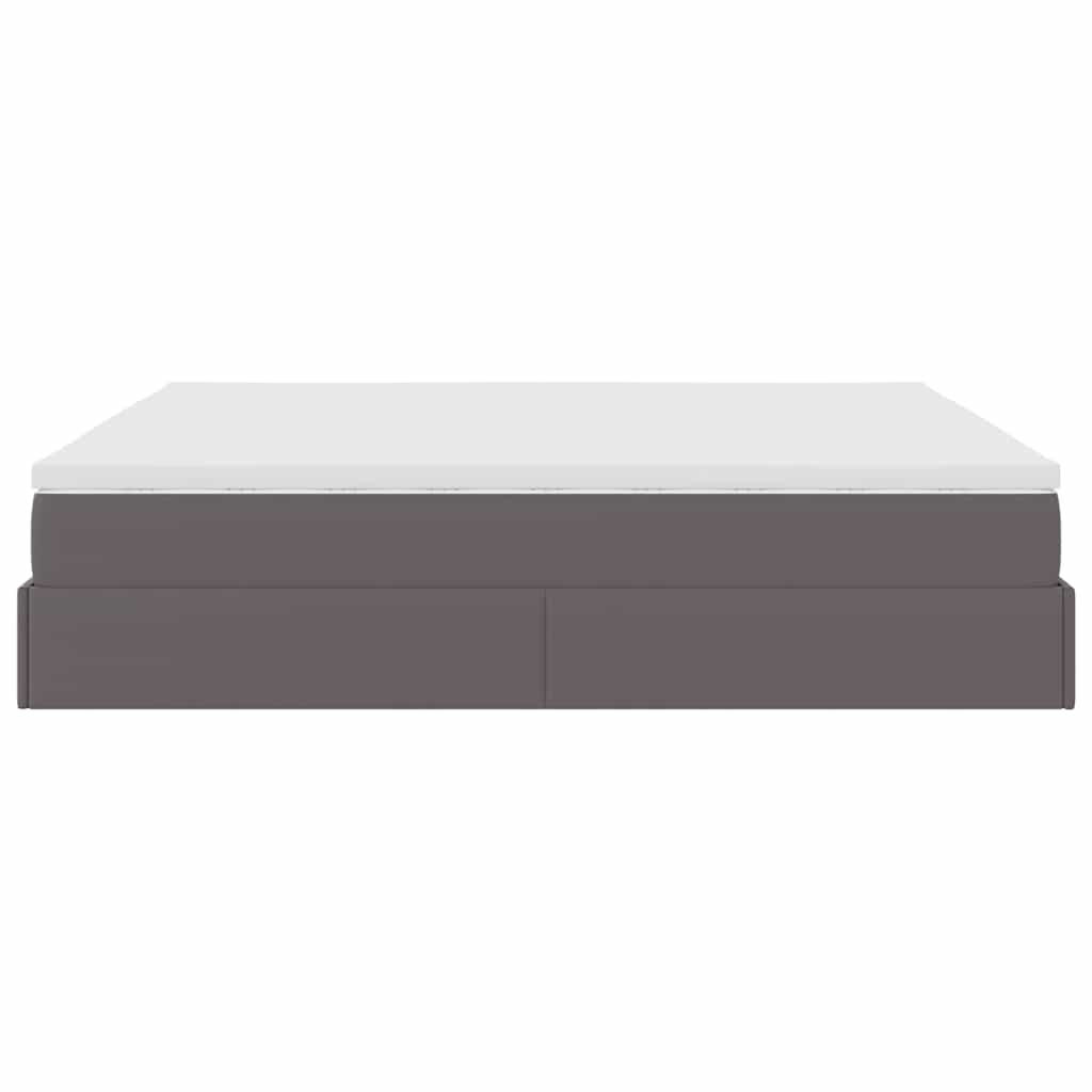 vidaXL Lit-coffre avec matelas gris 160x200 cm similicuir