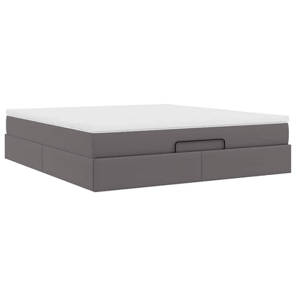 vidaXL Lit-coffre avec matelas gris 160x200 cm similicuir
