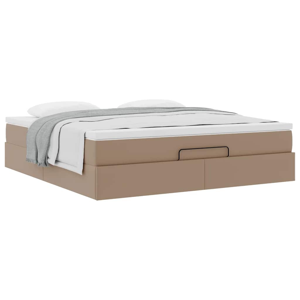 vidaXL Lit ottoman avec matelas marron cappuccino 160x200cm cuir artificiel