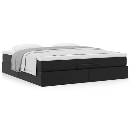 vidaXL Ottoman-Bett mit Matratze Schwarz 180x200 cm Kunstleder