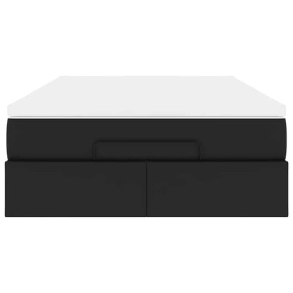 Ottoman-Bett mit Matratze Schwarz 180x200 cm Kunstleder