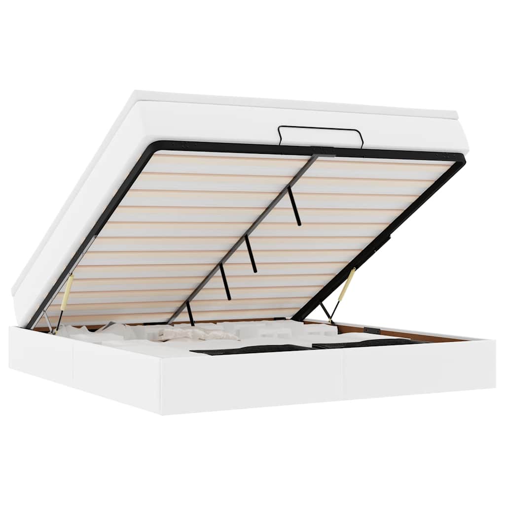 Ottoman-Bett mit Matratze Weiß 180x200 cm Kunstleder