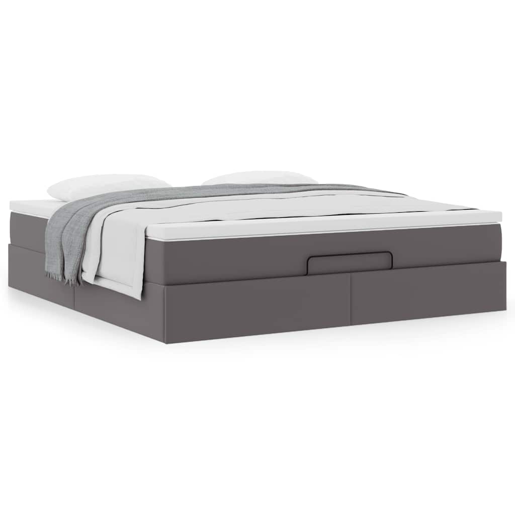 vidaXL Ottoman-Bett mit Matratze Grau 180x200 cm Kunstleder
