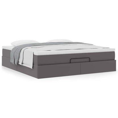 vidaXL Ottoman-Bett mit Matratze Grau 180x200 cm Kunstleder