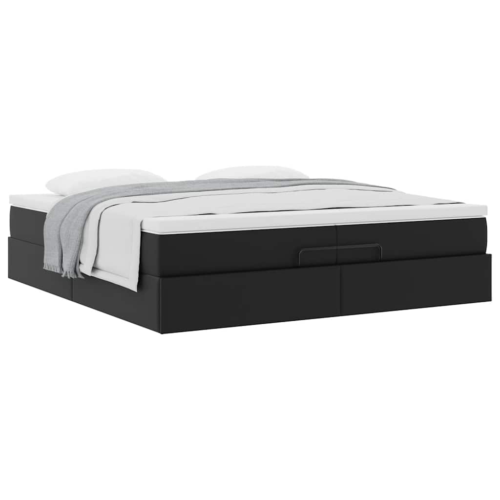 vidaXL Ottoman-Bett mit Matratzen Schwarz 200x200 cm Kunstleder
