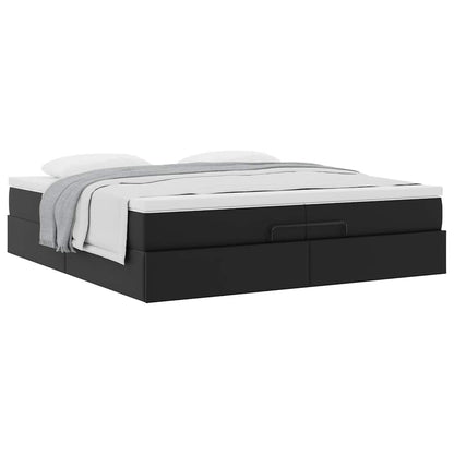 vidaXL Ottoman-Bett mit Matratzen Schwarz 200x200 cm Kunstleder