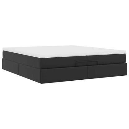 vidaXL Ottoman-Bett mit Matratzen Schwarz 200x200 cm Kunstleder
