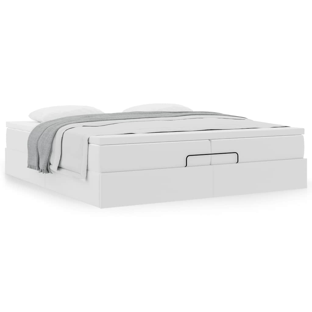 vidaXL Ottoman-Bett mit Matratzen Weiß 200x200 cm Kunstleder