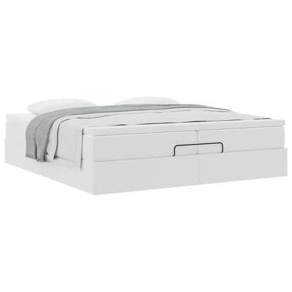 vidaXL Ottoman-Bett mit Matratzen Weiß 200x200 cm Kunstleder