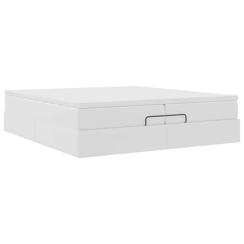 vidaXL Ottoman-Bett mit Matratzen Weiß 200x200 cm Kunstleder