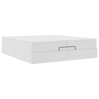 vidaXL Ottoman-Bett mit Matratzen Weiß 200x200 cm Kunstleder