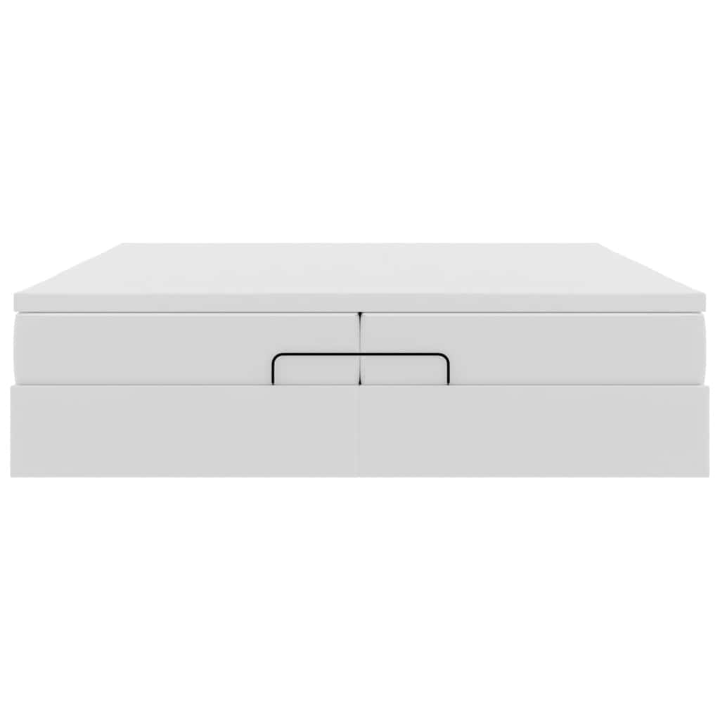 vidaXL Ottoman-Bett mit Matratzen Weiß 200x200 cm Kunstleder