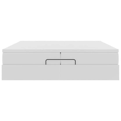 vidaXL Ottoman-Bett mit Matratzen Weiß 200x200 cm Kunstleder