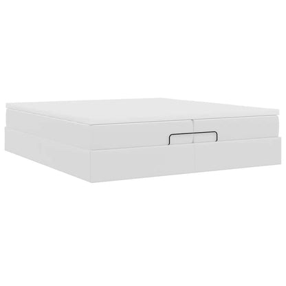 vidaXL Ottoman-Bett mit Matratzen Weiß 200x200 cm Kunstleder