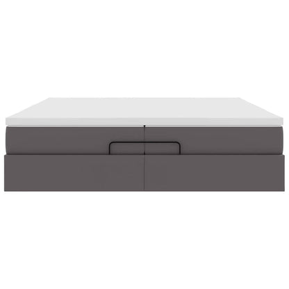 vidaXL Ottoman-Bett mit Matratzen Grau 200x200 cm Kunstleder