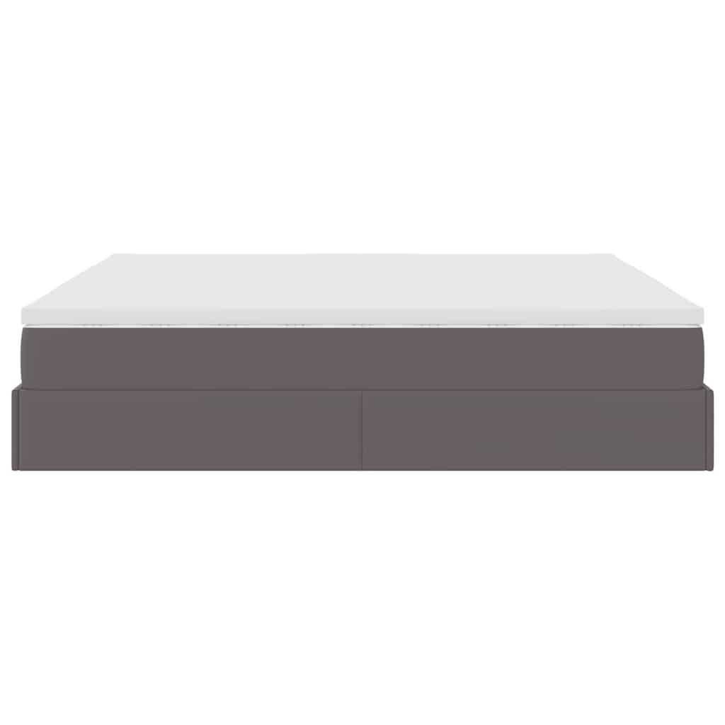 vidaXL Ottoman-Bett mit Matratzen Grau 200x200 cm Kunstleder