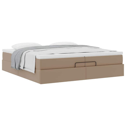 vidaXL Ottoman-Bett mit Matratzen Cappuccino 200x200cm Kunstleder