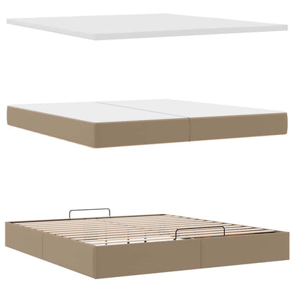 vidaXL Ottoman-Bett mit Matratzen Cappuccino 200x200cm Kunstleder