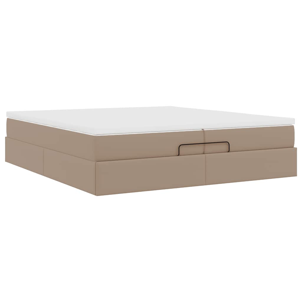 vidaXL Ottoman-Bett mit Matratzen Cappuccino 200x200cm Kunstleder