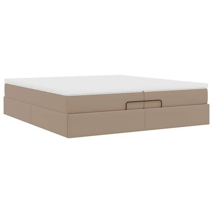 vidaXL Ottoman-Bett mit Matratzen Cappuccino 200x200cm Kunstleder