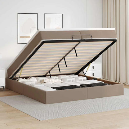 vidaXL Ottoman-Bett mit Matratzen Cappuccino 200x200cm Kunstleder