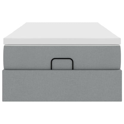 Ottoman-Bett mit Matratze Hellgrau 80x200 cm Stoff