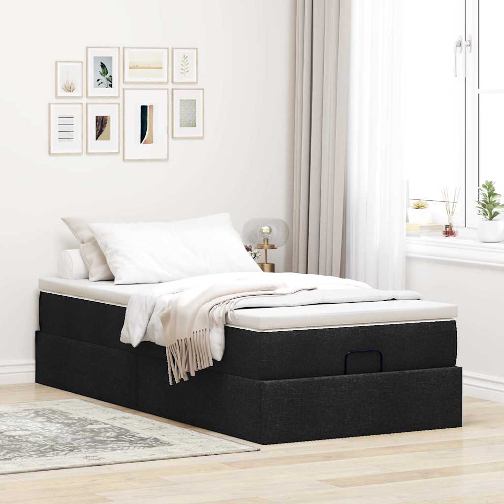 vidaXL Ottoman-Bett mit Matratze Schwarz 80x200 cm Stoff