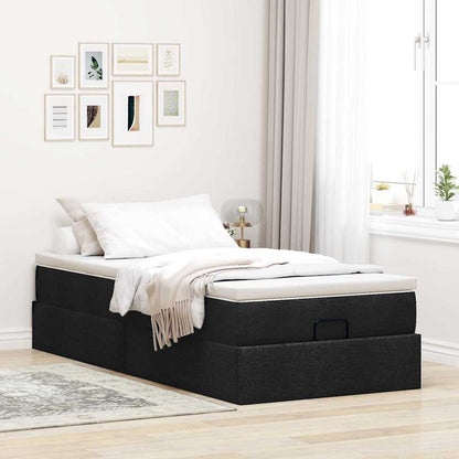 vidaXL Ottoman-Bett mit Matratze Schwarz 80x200 cm Stoff