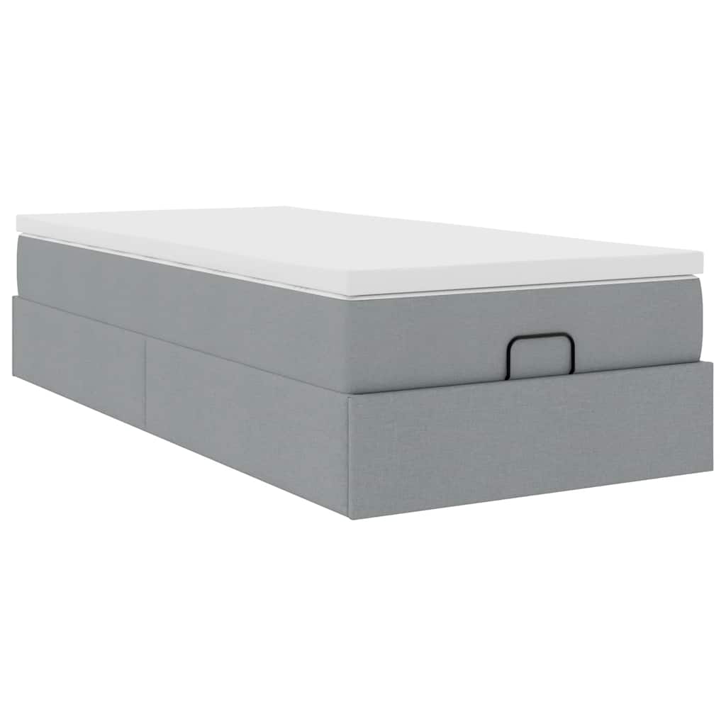vidaXL Ottoman-Bett mit Matratze Hellgrau 90x190 cm Stoff