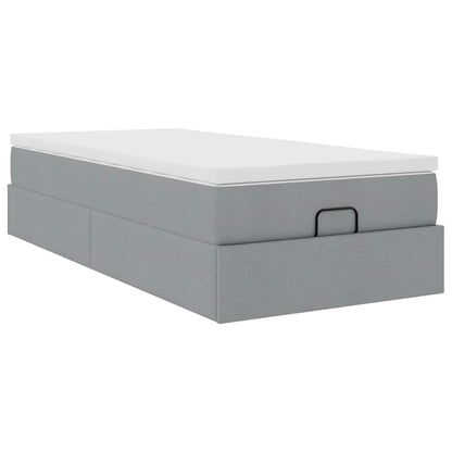 vidaXL Ottoman-Bett mit Matratze Hellgrau 90x190 cm Stoff