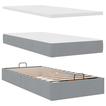 vidaXL Ottoman-Bett mit Matratze Hellgrau 90x190 cm Stoff