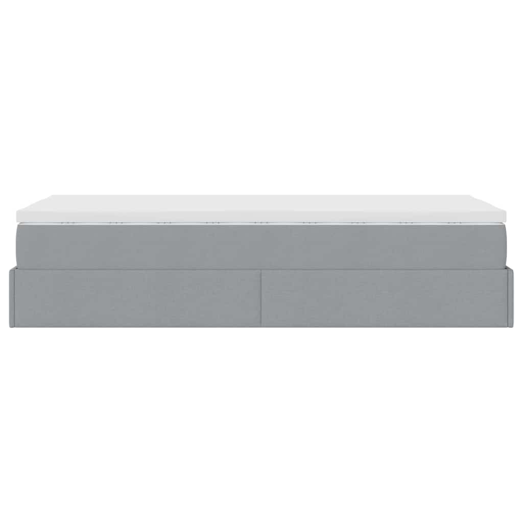 vidaXL Ottoman-Bett mit Matratze Hellgrau 90x190 cm Stoff