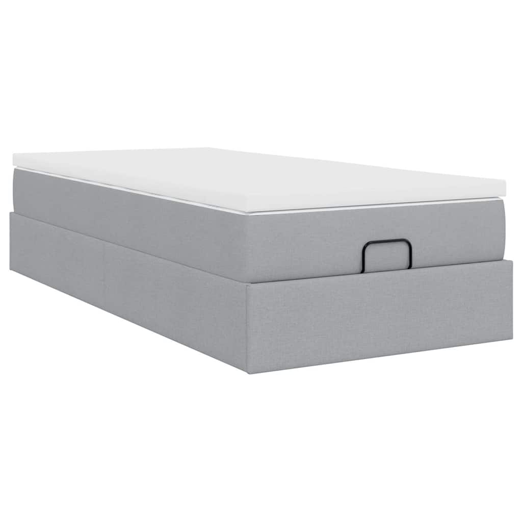 vidaXL Ottoman-Bett mit Matratze Hellgrau 90x190 cm Stoff