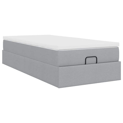 vidaXL Ottoman-Bett mit Matratze Hellgrau 90x190 cm Stoff