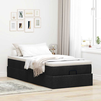 vidaXL Ottoman-Bett mit Matratze Schwarz 90x190 cm Stoff