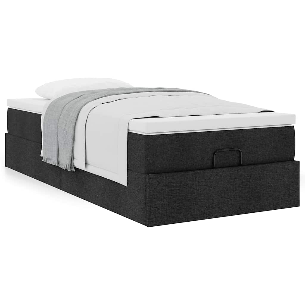 vidaXL Ottoman-Bett mit Matratze Schwarz 90x190 cm Stoff
