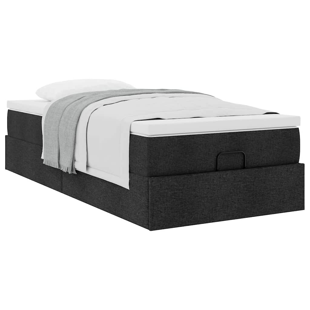 vidaXL Ottoman-Bett mit Matratze Schwarz 90x190 cm Stoff