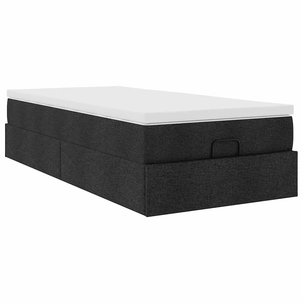 vidaXL Ottoman-Bett mit Matratze Schwarz 90x190 cm Stoff