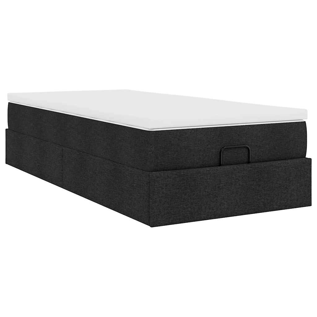 vidaXL Ottoman-Bett mit Matratze Schwarz 90x190 cm Stoff