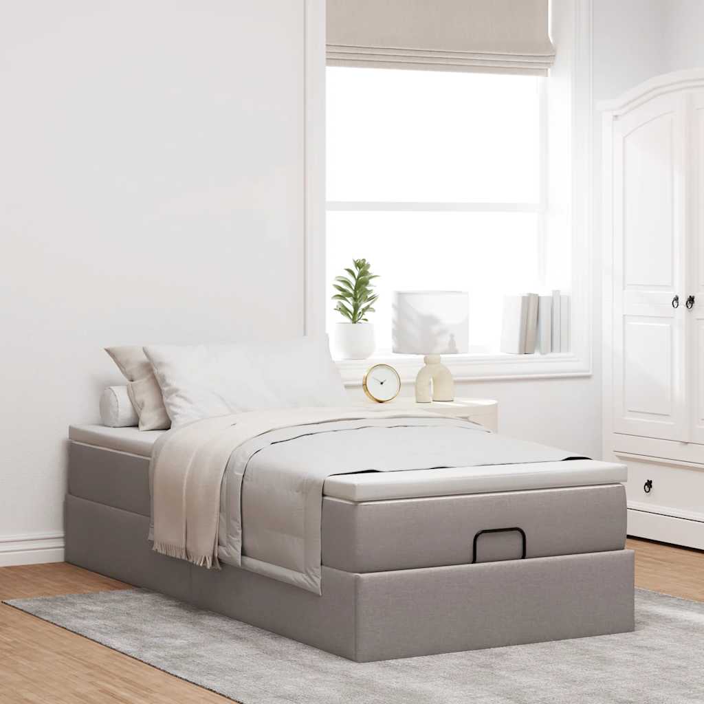 vidaXL Lit ottoman avec matelas taupe 90x190 cm tissu