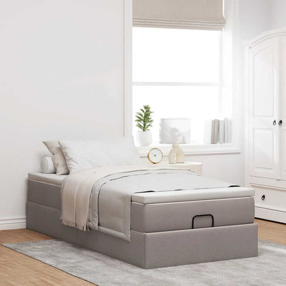 vidaXL Lit ottoman avec matelas taupe 90x190 cm tissu