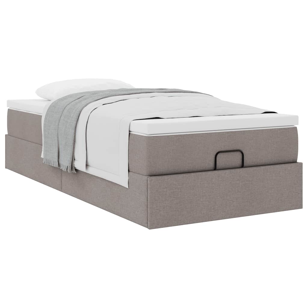 vidaXL Lit ottoman avec matelas taupe 90x190 cm tissu