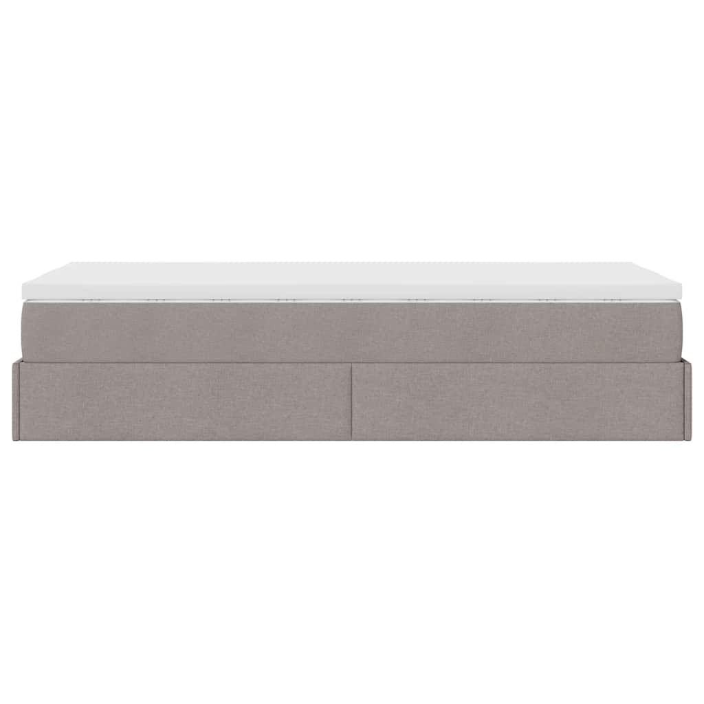 vidaXL Lit ottoman avec matelas taupe 90x190 cm tissu