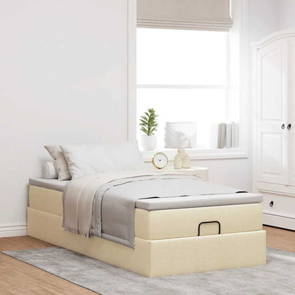 vidaXL Ottoman-Bett mit Matratze Creme 90x190 cm Stoff