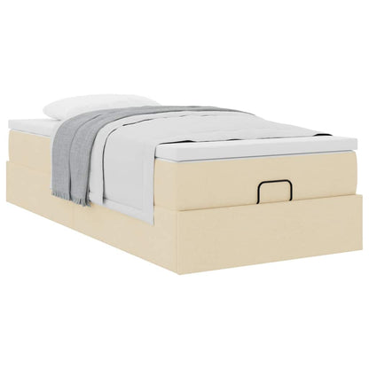 vidaXL Ottoman-Bett mit Matratze Creme 90x190 cm Stoff