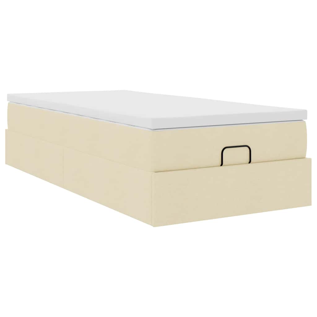vidaXL Ottoman-Bett mit Matratze Creme 90x190 cm Stoff