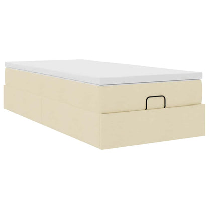 vidaXL Ottoman-Bett mit Matratze Creme 90x190 cm Stoff