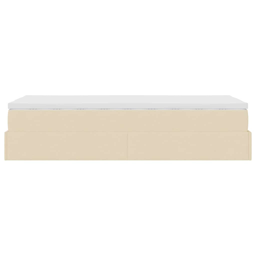 vidaXL Ottoman-Bett mit Matratze Creme 90x190 cm Stoff