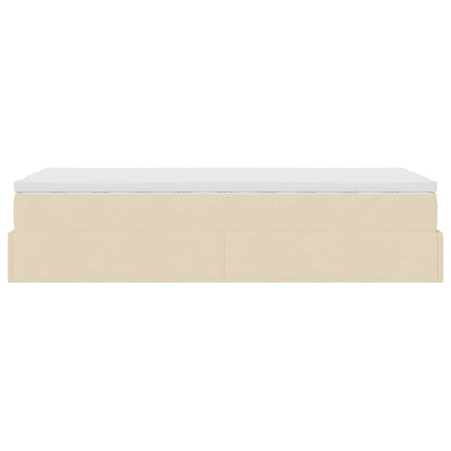 vidaXL Ottoman-Bett mit Matratze Creme 90x190 cm Stoff