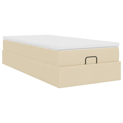 vidaXL Ottoman-Bett mit Matratze Creme 90x190 cm Stoff